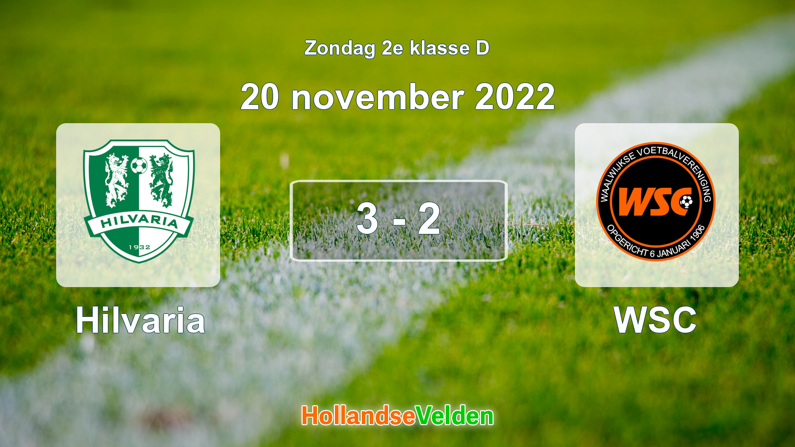 Gespeelde wedstrijd: Hilvaria - WSC 3 - 2 (20 november 2022)