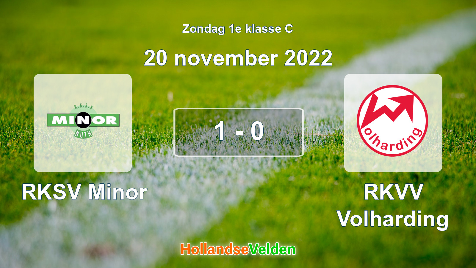 Gespeelde wedstrijd: RKSV Minor - RKVV Volharding 1 - 0 (20 november 2022)