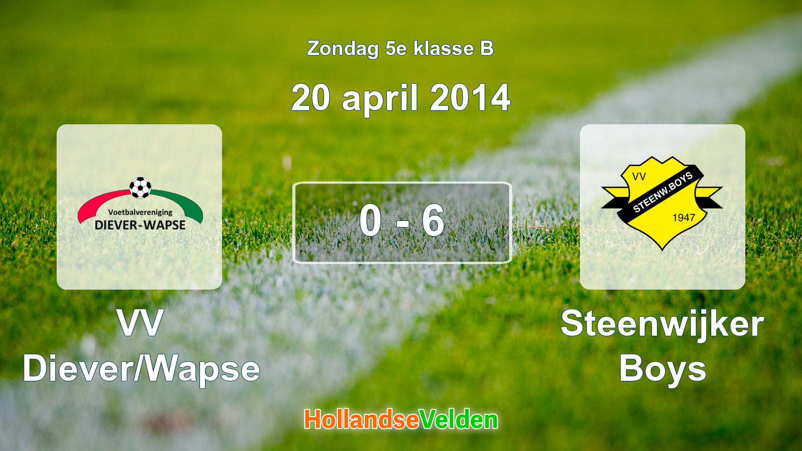 Gespeelde wedstrijd: VV Diever/Wapse - Steenwijker Boys 0 - 6 (20 april 2014)