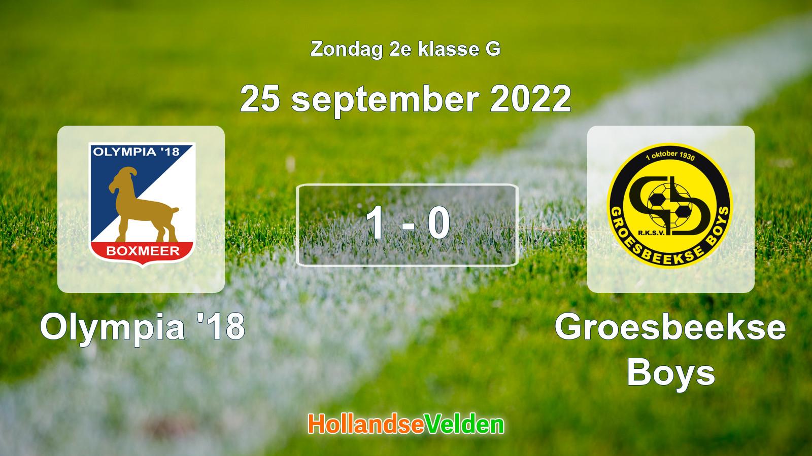 Gespeelde wedstrijd: Olympia '18 - Groesbeekse Boys 1 - 0 (25 september 2022)