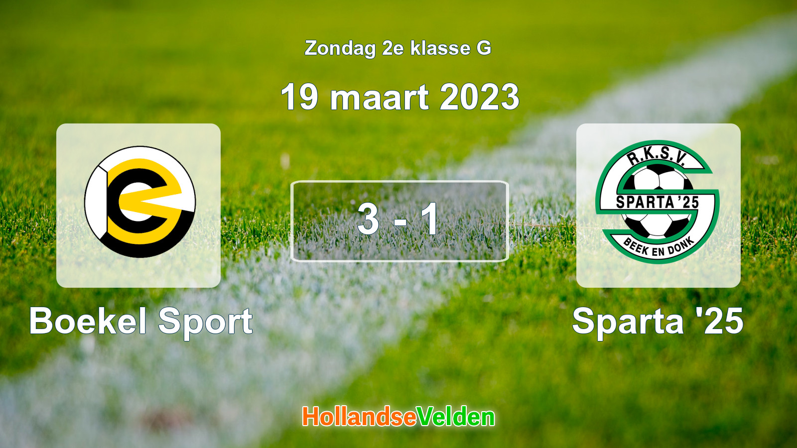 Gespeelde wedstrijd: Boekel Sport - Sparta '25 3 - 1 (19 maart 2023)