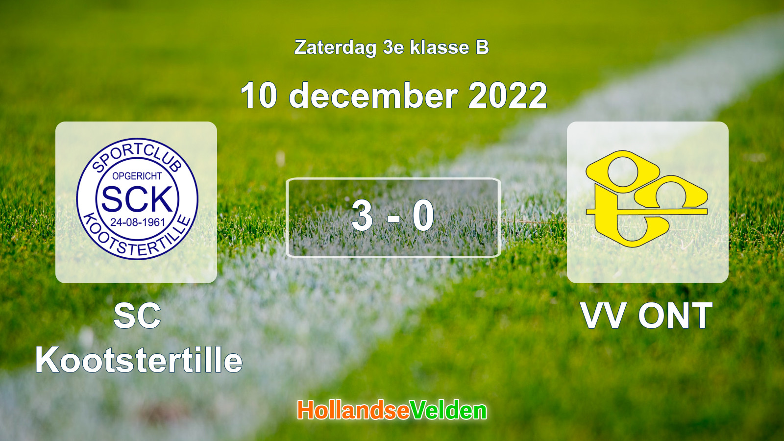 Gespeelde wedstrijd: SC Kootstertille - VV ONT 3 - 0 (10 december 2022)