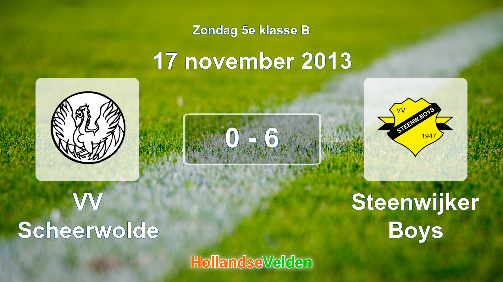 Gespeelde wedstrijd: VV Scheerwolde - Steenwijker Boys 0 - 6 (17 november 2013)