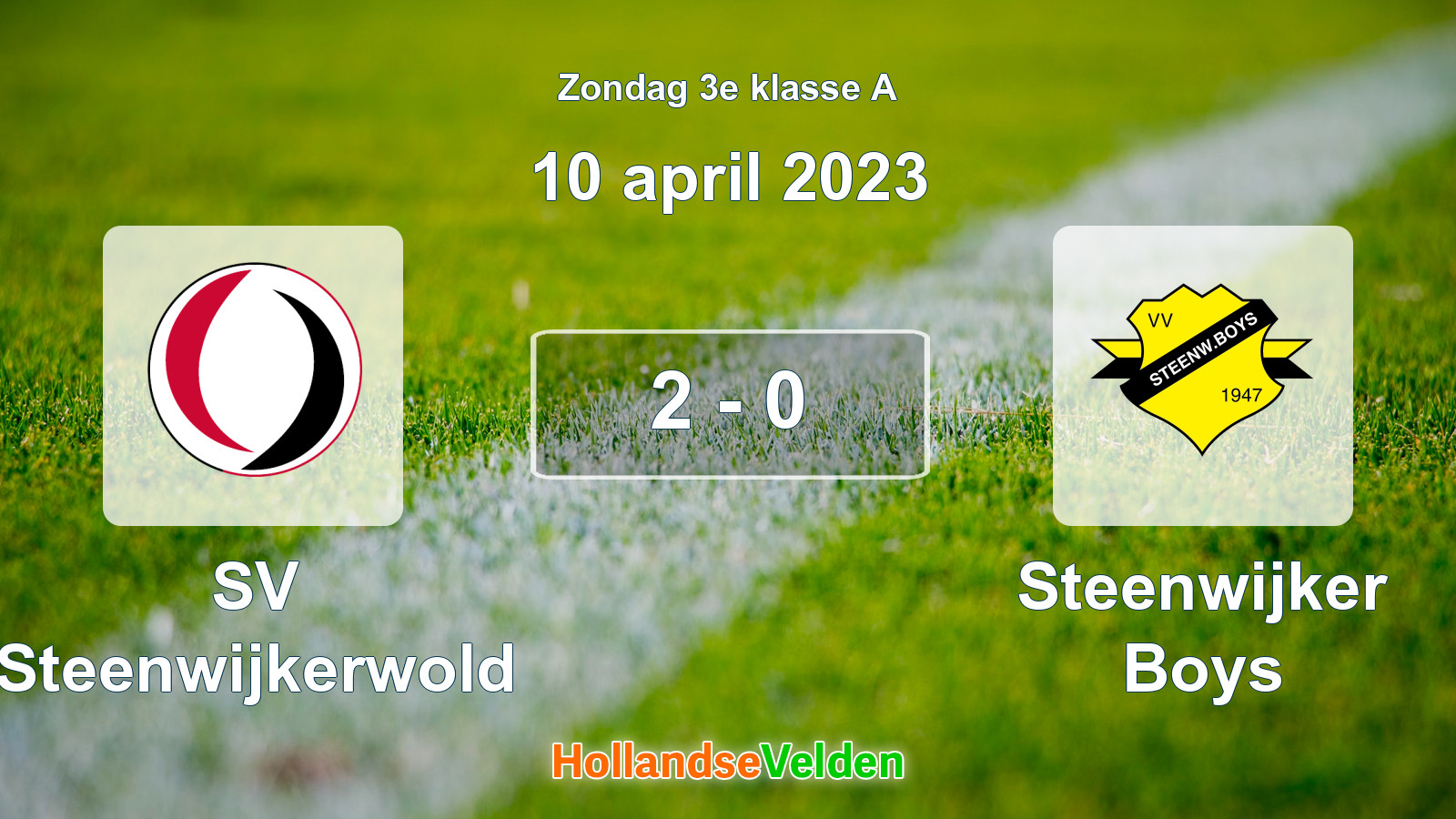 Gespeelde wedstrijd: SV Steenwijkerwold - Steenwijker Boys 2 - 0 (10 april 2023)