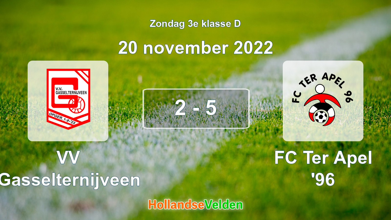 Gespeelde wedstrijd: VV Gasselternijveen - FC Ter Apel '96 2 - 5 (20 november 2022)