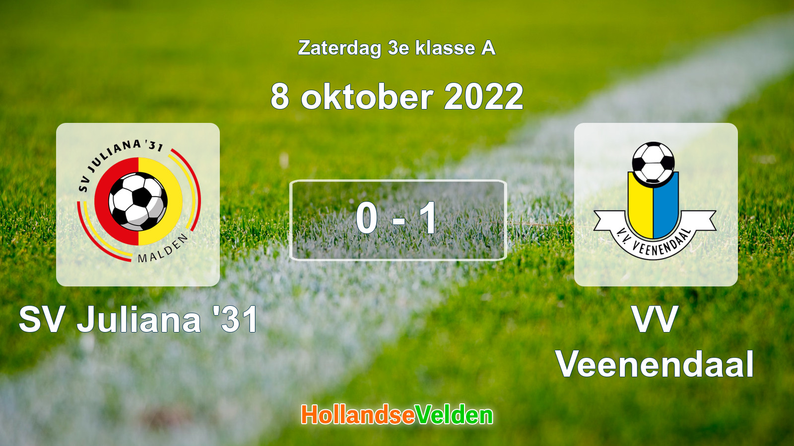 Gespeelde wedstrijd: SV Juliana '31 - VV Veenendaal 0 - 1 (8 oktober 2022)