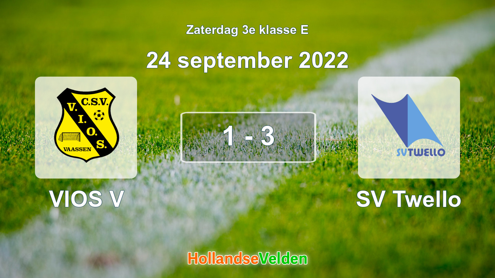 Gespeelde wedstrijd: VIOS V - SV Twello 1 - 3 (24 september 2022)