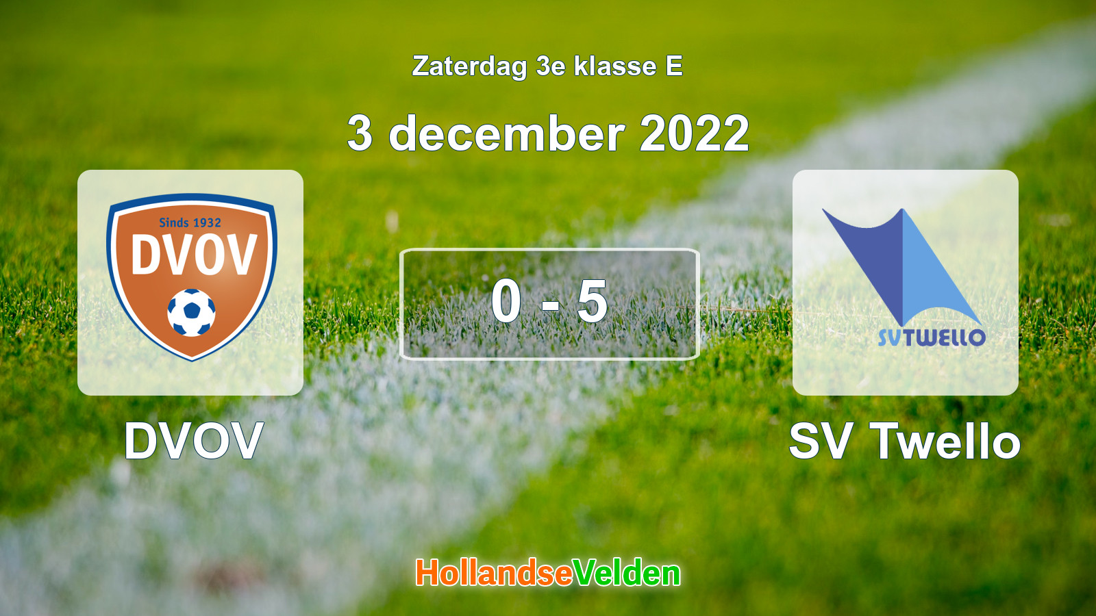 Gespeelde wedstrijd: DVOV - SV Twello 0 - 5 (3 december 2022)