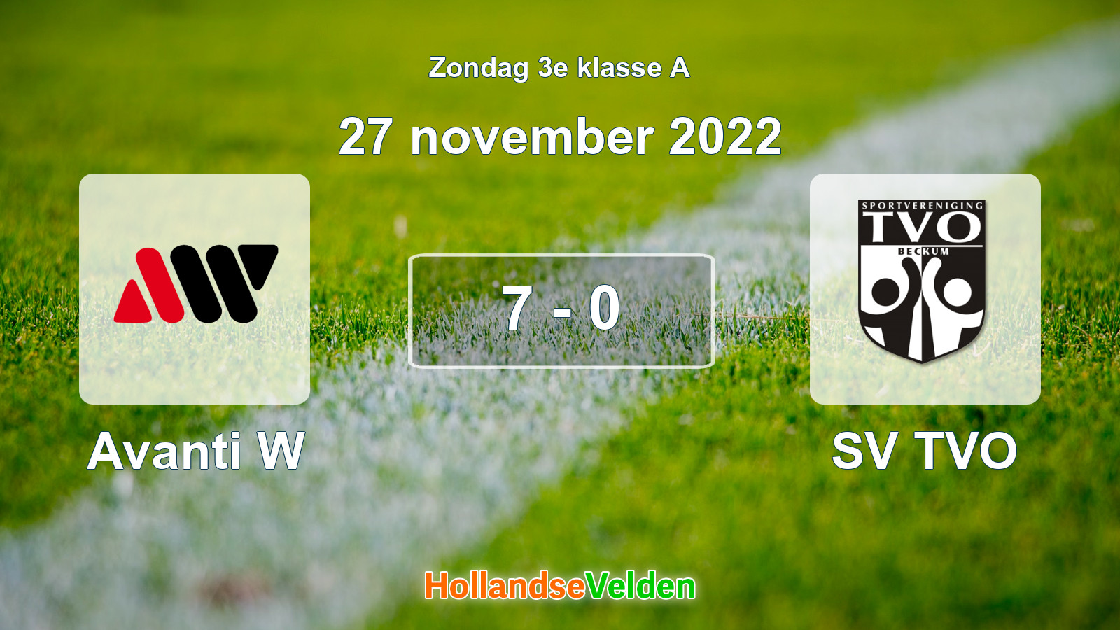 Gespeelde wedstrijd: Avanti W - SV TVO 7 - 0 (27 november 2022)