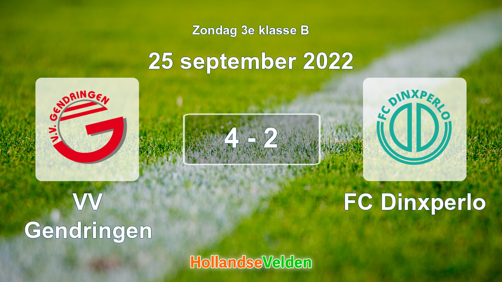 Gespeelde wedstrijd: VV Gendringen - FC Dinxperlo 4 - 2 (25 september 2022)