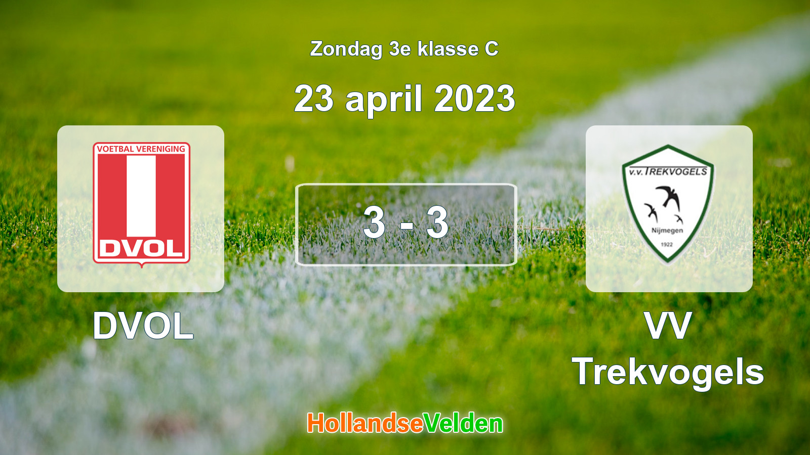 Gespeelde wedstrijd: DVOL - VV Trekvogels 3 - 3 (23 april 2023)