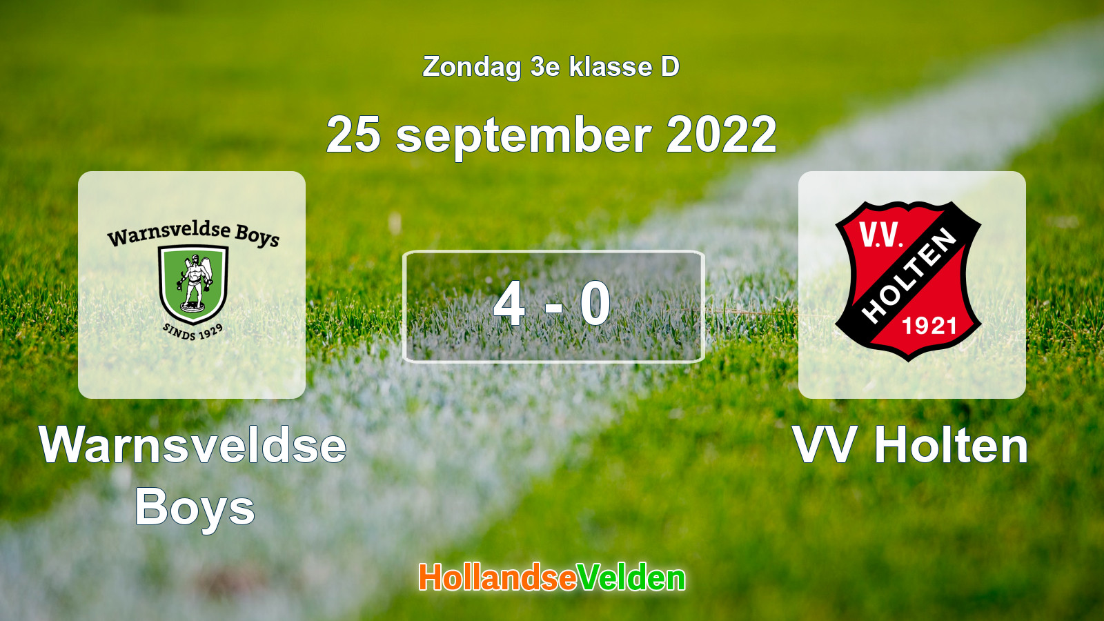 Gespeelde wedstrijd: Warnsveldse Boys - VV Holten 4 - 0 (25 september 2022)