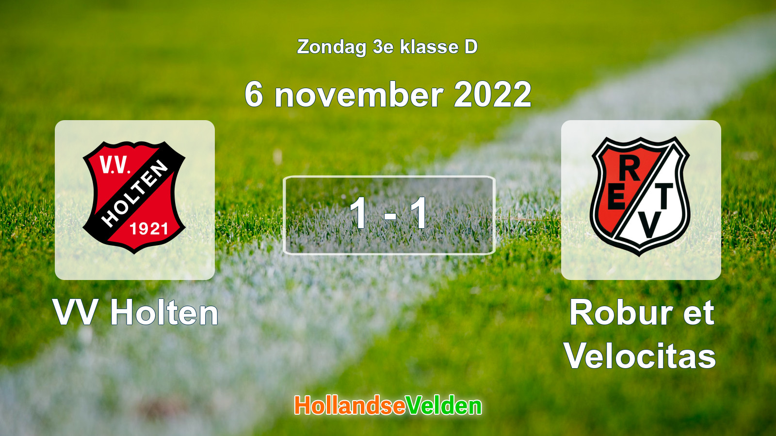 Gespeelde wedstrijd: VV Holten - Robur et Velocitas 1 - 1 (6 november 2022)
