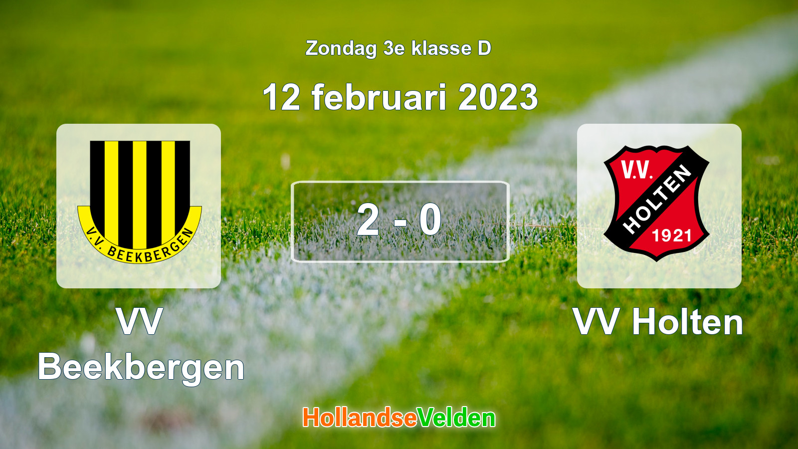Gespeelde wedstrijd: VV Beekbergen - VV Holten 2 - 0 (12 februari 2023)