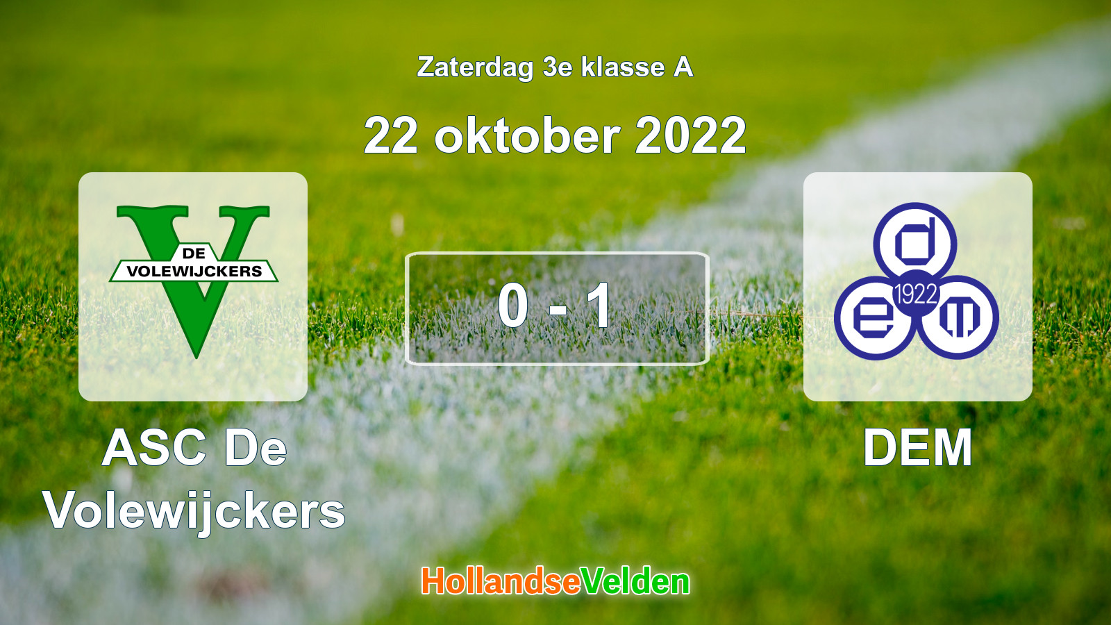 Gespeelde wedstrijd: ASC De Volewijckers - DEM 0 - 1 (22 oktober 2022)