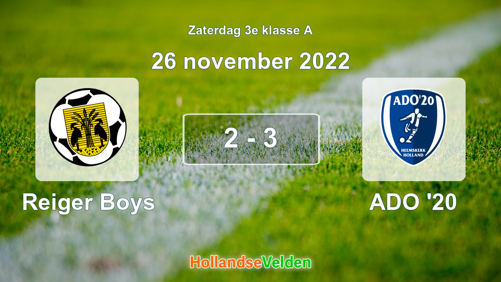 Gespeelde wedstrijd: Reiger Boys - ADO '20 2 - 3 (26 november 2022)