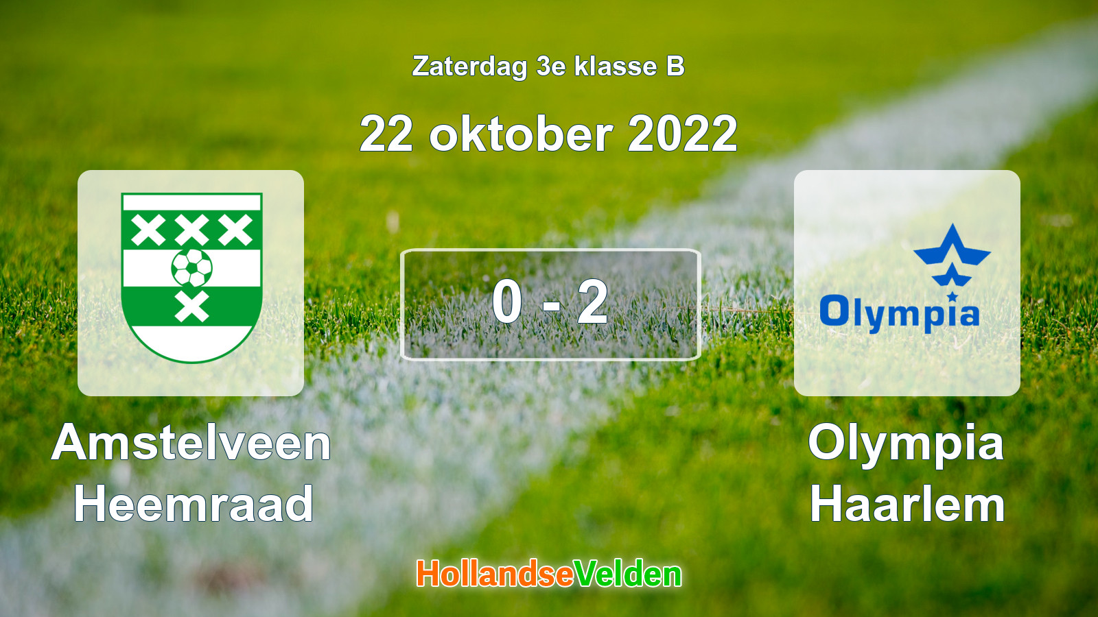 Gespeelde wedstrijd: Amstelveen Heemraad - Olympia Haarlem 0 - 2 (22 oktober 2022)