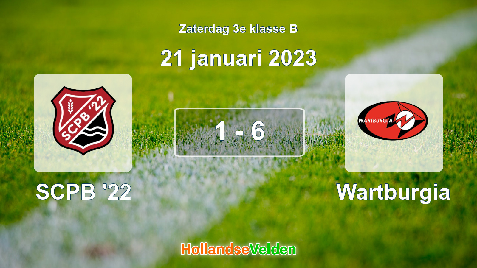 Gespeelde wedstrijd: SCPB '22 - Wartburgia 1 - 6 (21 januari 2023)