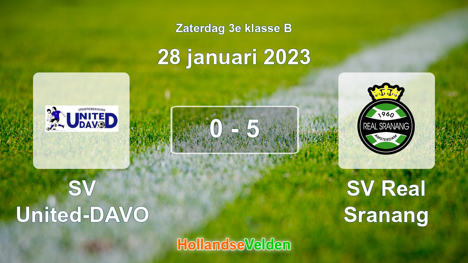 Gespeelde wedstrijd: SV United-DAVO - SV Real Sranang 0 - 5 (28 januari 2023)
