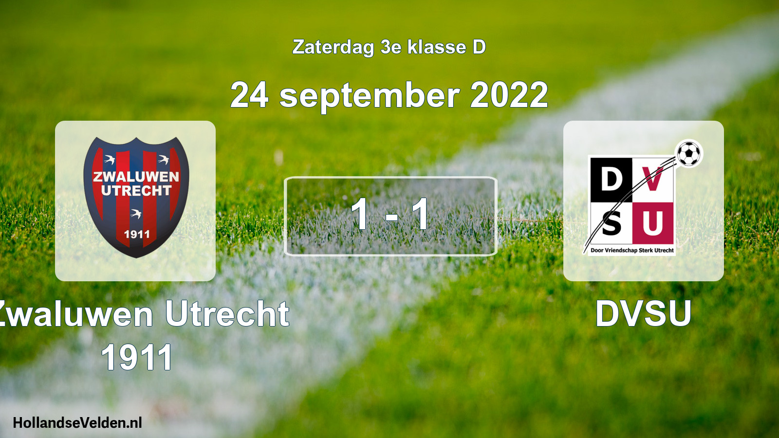 Gespeelde wedstrijd: Zwaluwen Utrecht 1911 - DVSU 1 - 1 (24 september 2022)