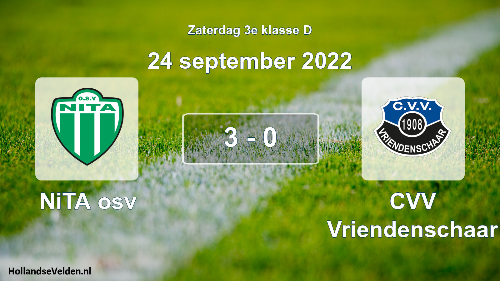 Gespeelde wedstrijd: NiTA osv - CVV Vriendenschaar 3 - 0 (24 september 2022)