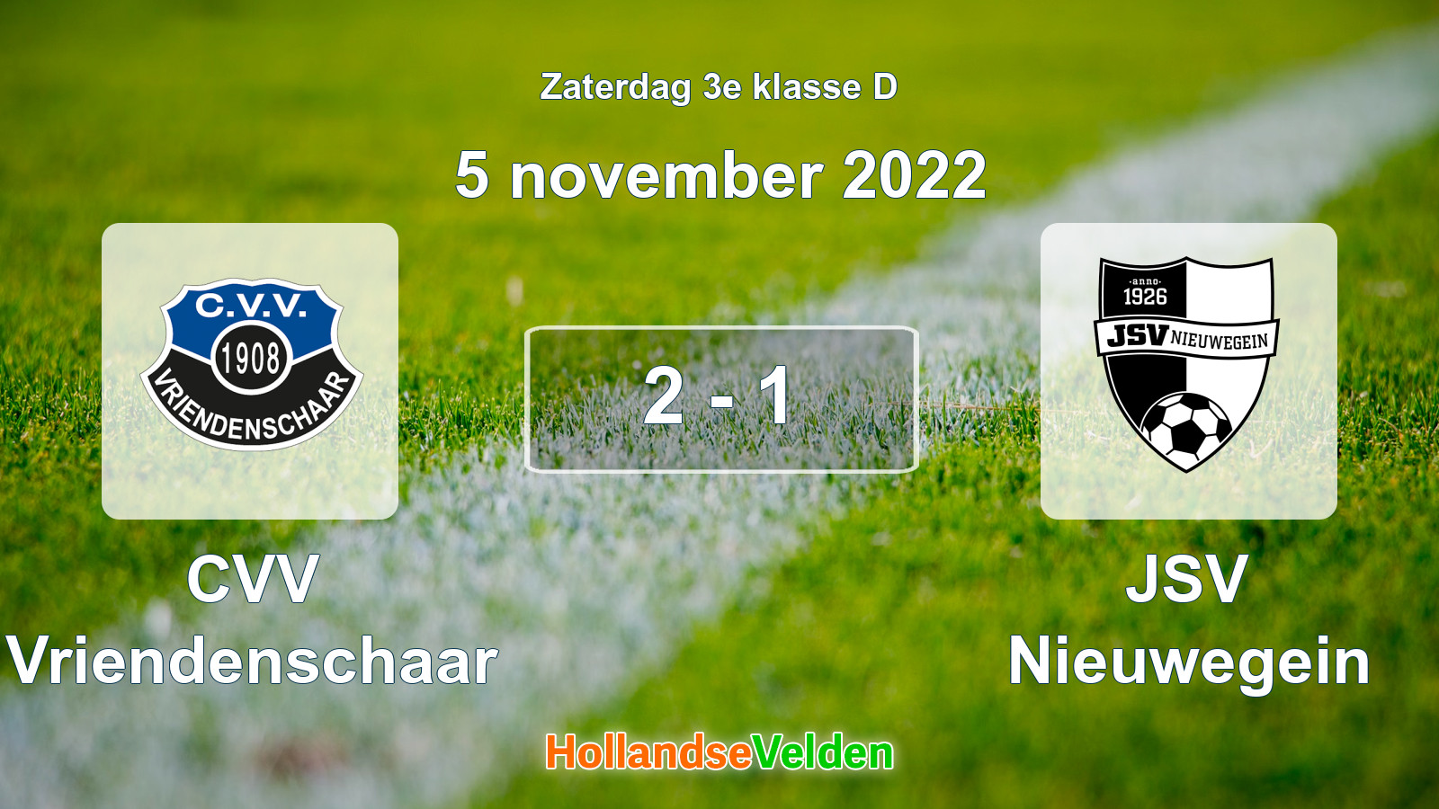 Gespeelde wedstrijd: CVV Vriendenschaar - JSV Nieuwegein 2 - 1 (5 november 2022)