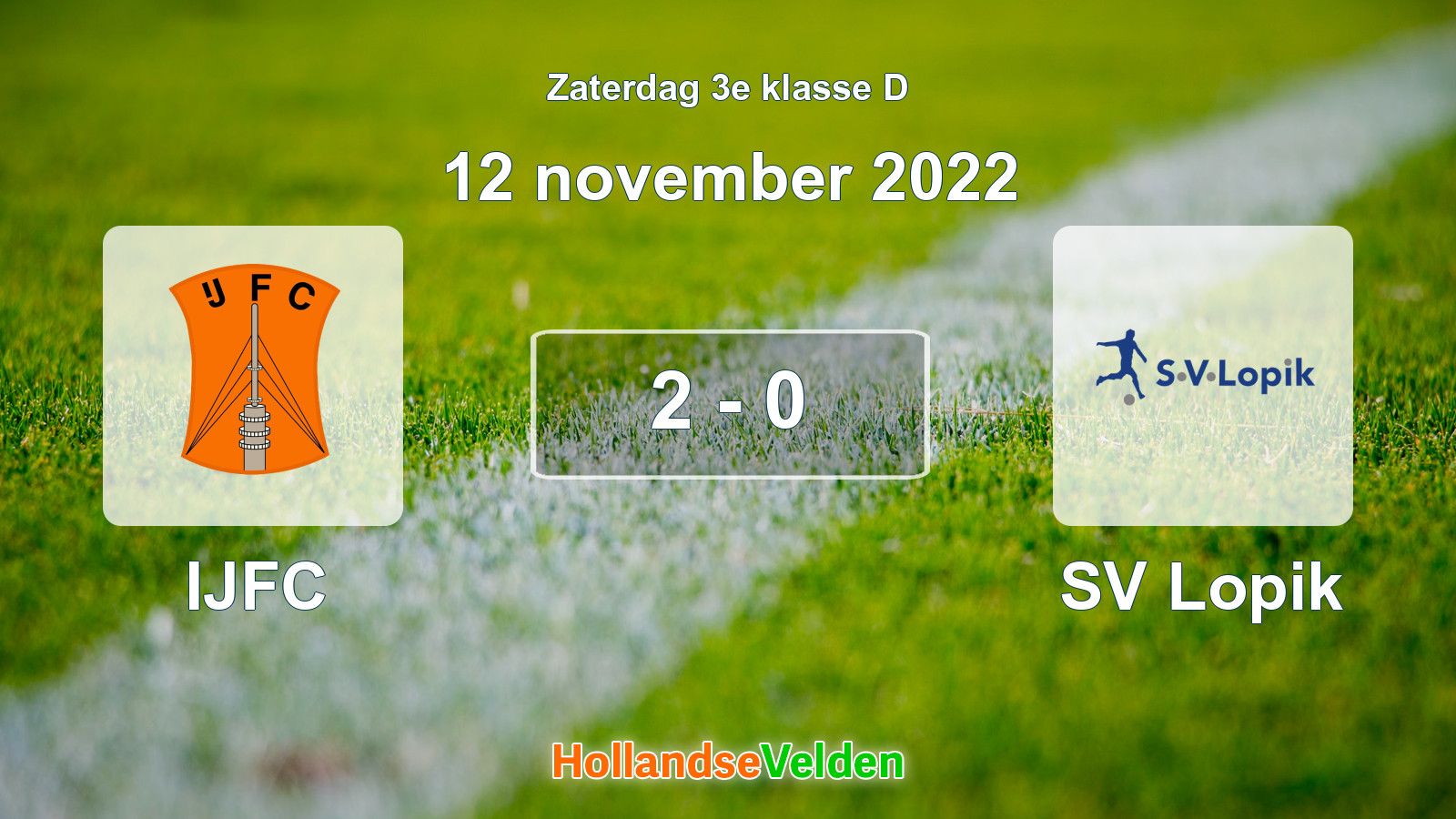 Gespeelde wedstrijd: IJFC - SV Lopik 2 - 0 (12 november 2022)