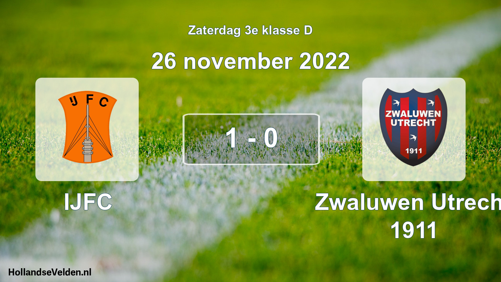 Gespeelde wedstrijd: IJFC - Zwaluwen Utrecht 1911 1 - 0 (26 november 2022)