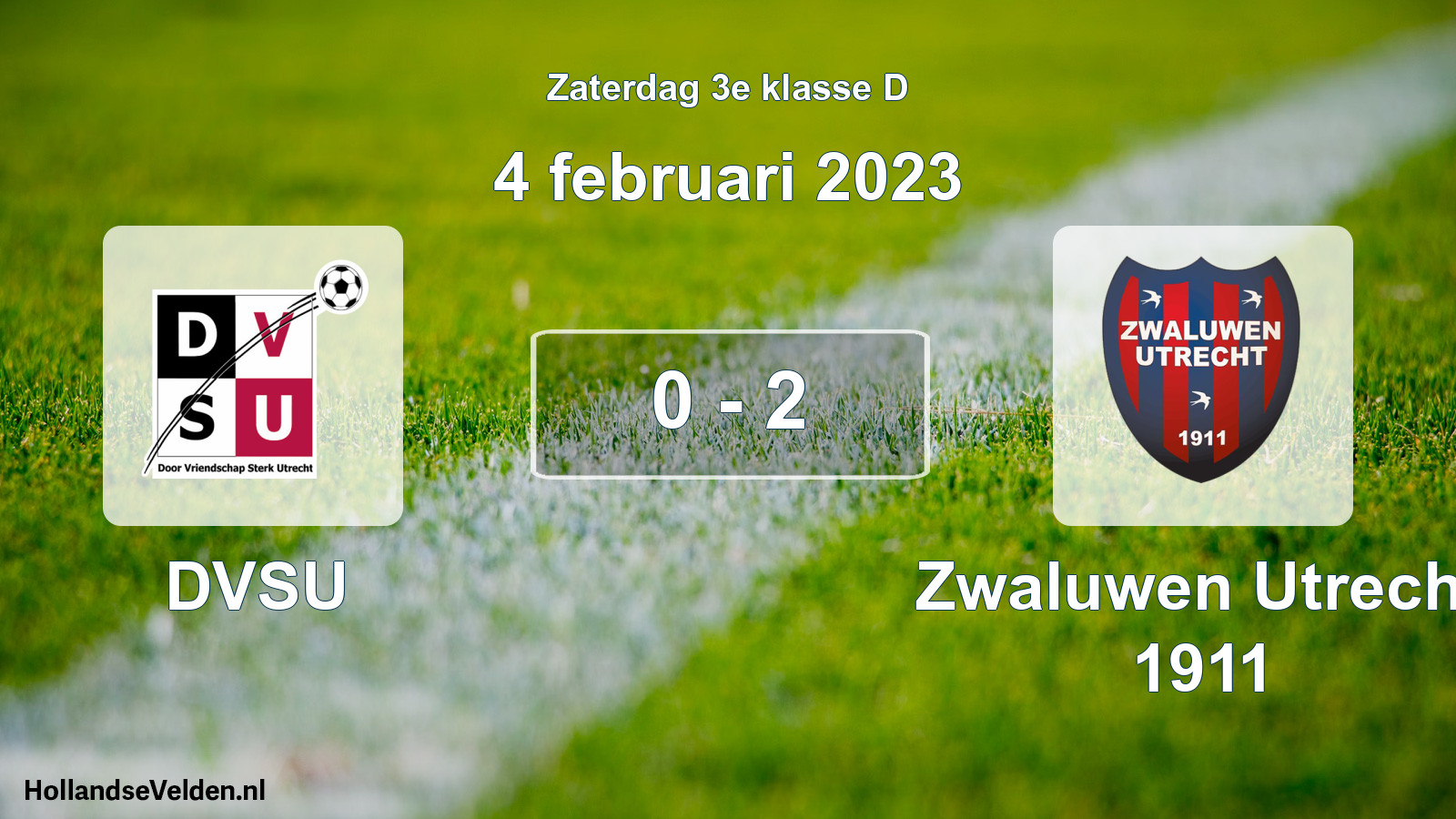 Gespeelde wedstrijd: DVSU - Zwaluwen Utrecht 1911 0 - 2 (4 februari 2023)