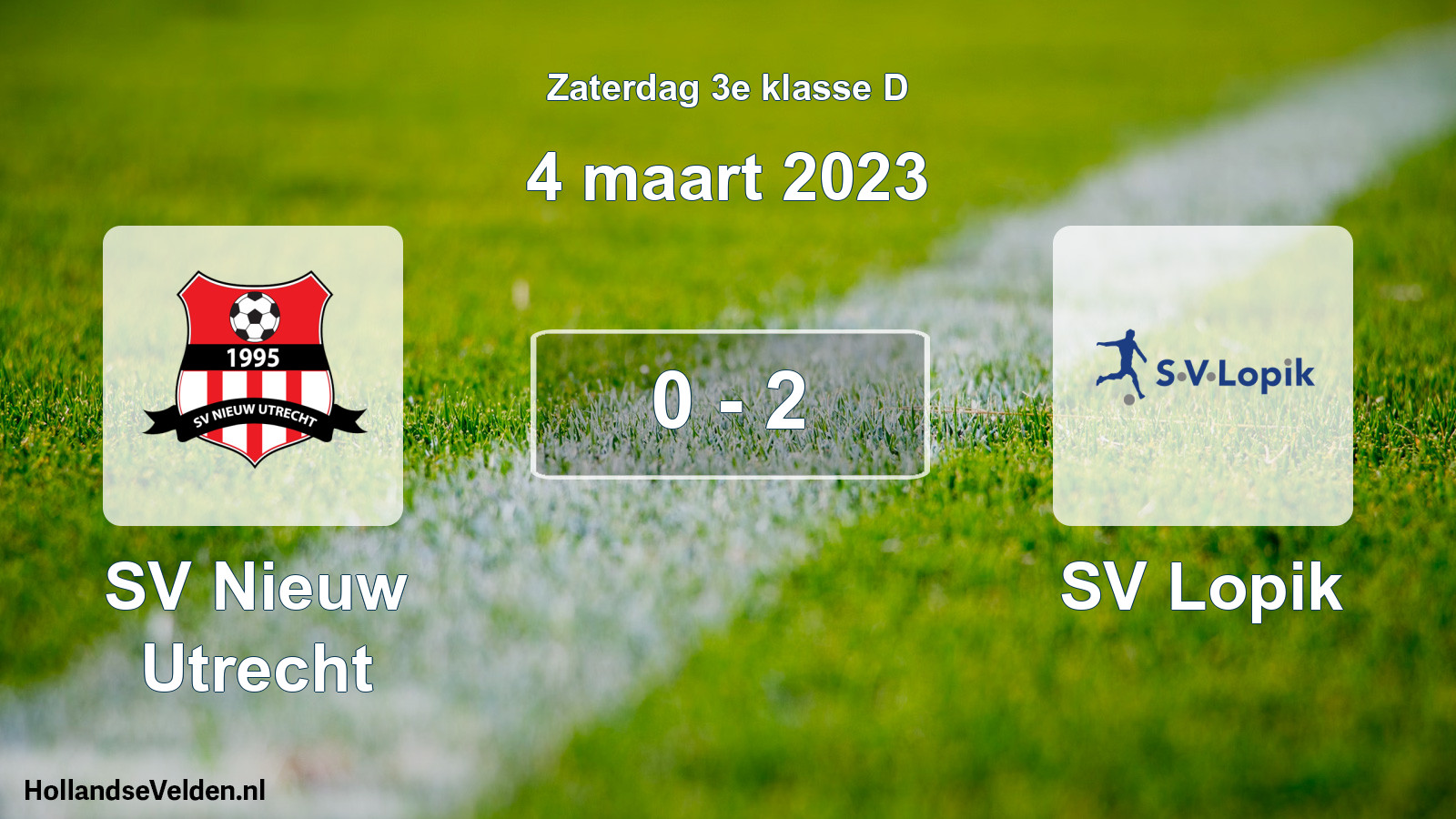 Gespeelde wedstrijd: SV Nieuw Utrecht - SV Lopik 0 - 2 (4 maart 2023)