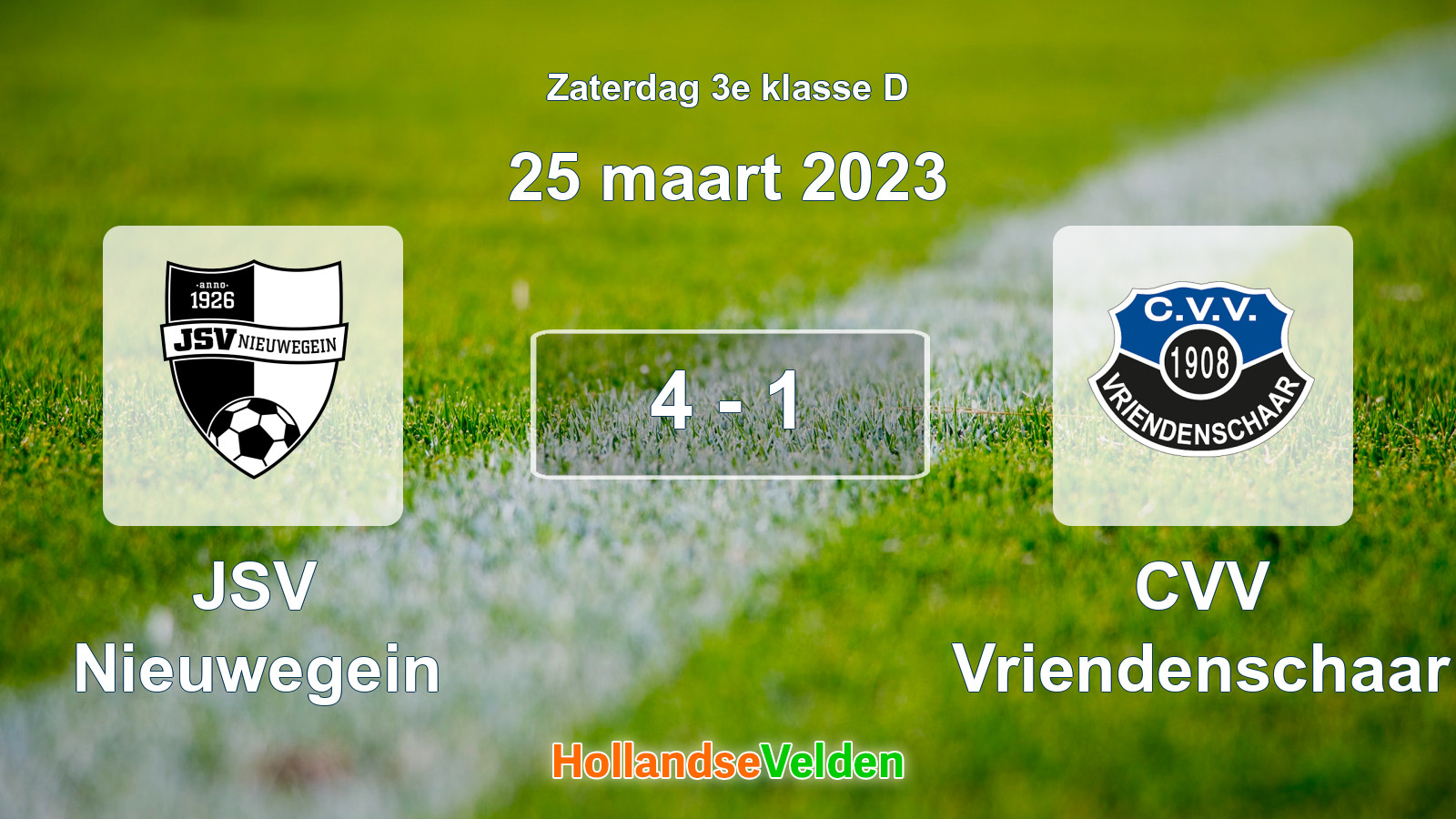 Gespeelde wedstrijd: JSV Nieuwegein - CVV Vriendenschaar 4 - 1 (25 maart 2023)