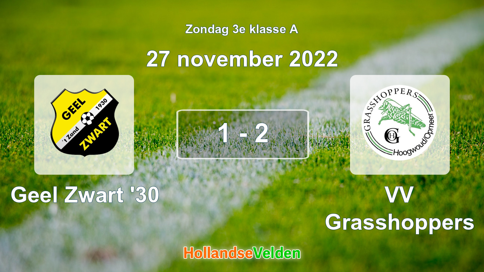 Gespeelde wedstrijd: Geel Zwart '30 - VV Grasshoppers 1 - 2 (27 november 2022)