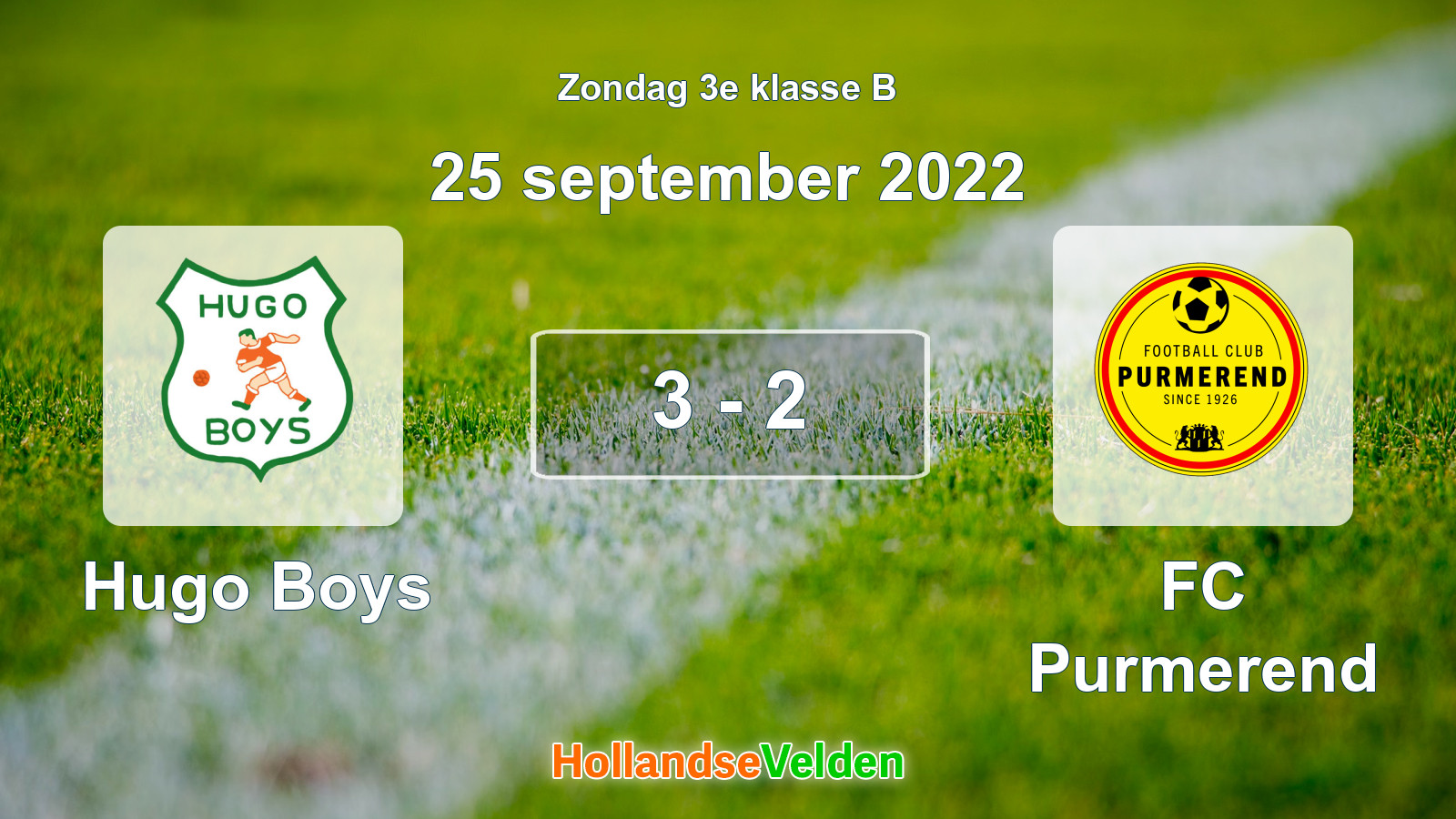 Gespeelde wedstrijd: Hugo Boys - FC Purmerend 3 - 2 (25 september 2022)