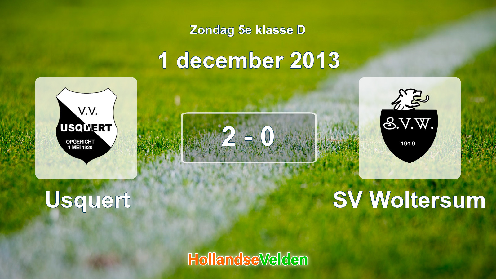 Gespeelde wedstrijd: Usquert - SV Woltersum 2 - 0 (1 december 2013)