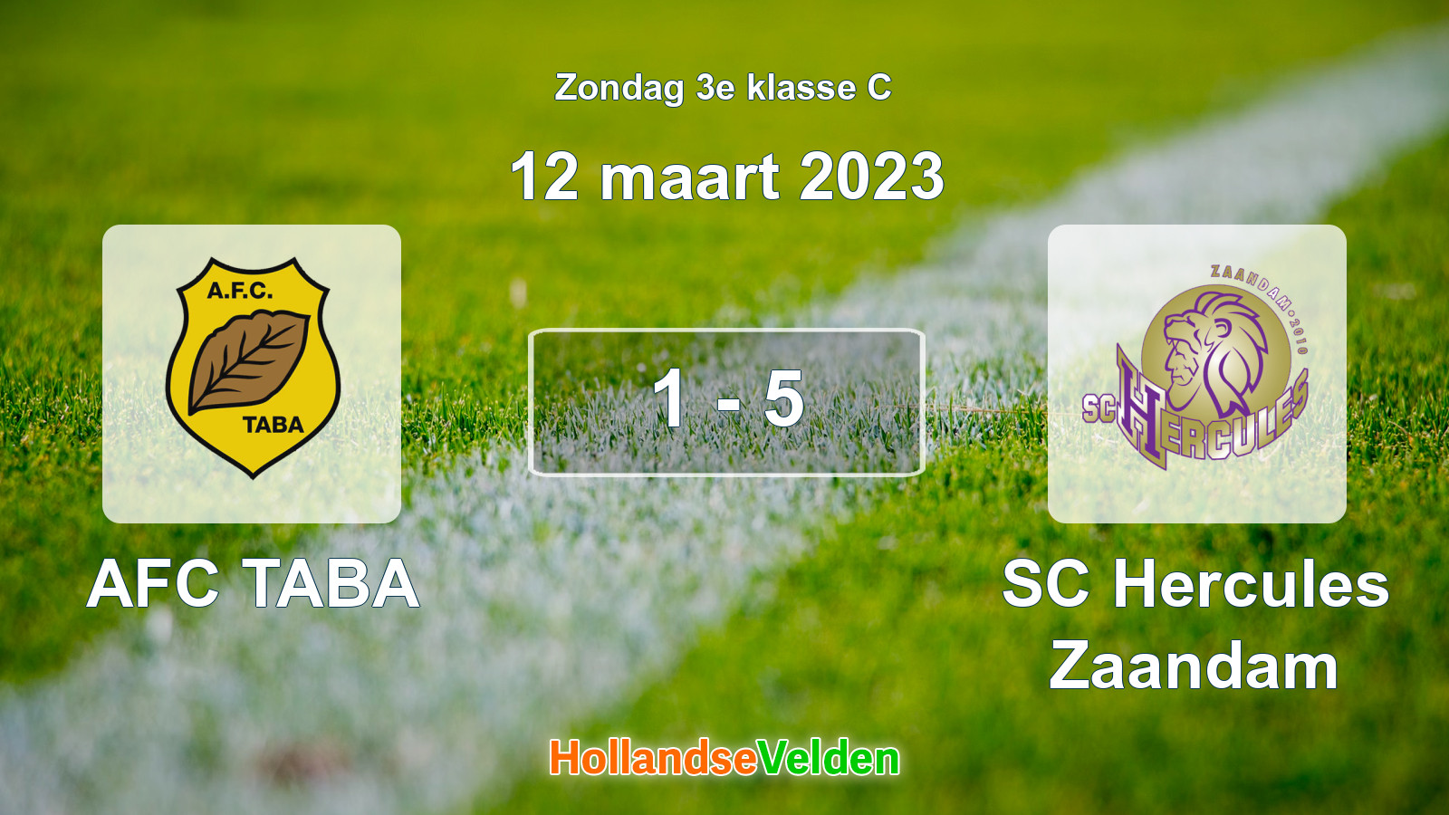 Gespeelde wedstrijd: AFC TABA - SC Hercules Zaandam 1 - 5 (12 maart 2023)