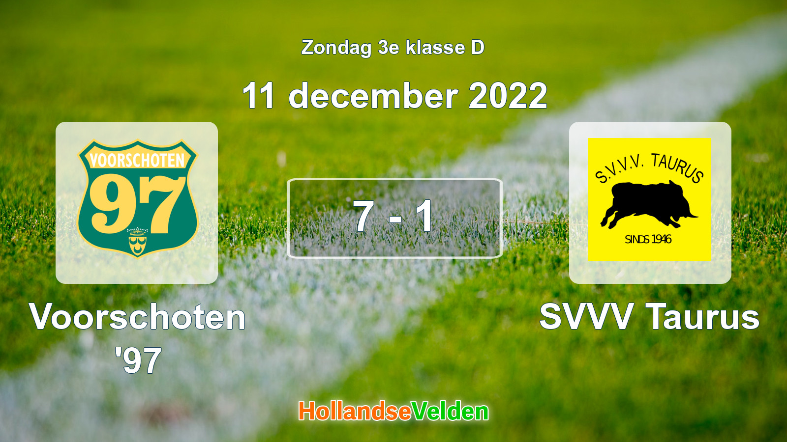 Gespeelde wedstrijd: Voorschoten '97 - SVVV Taurus 7 - 1 (11 december 2022)