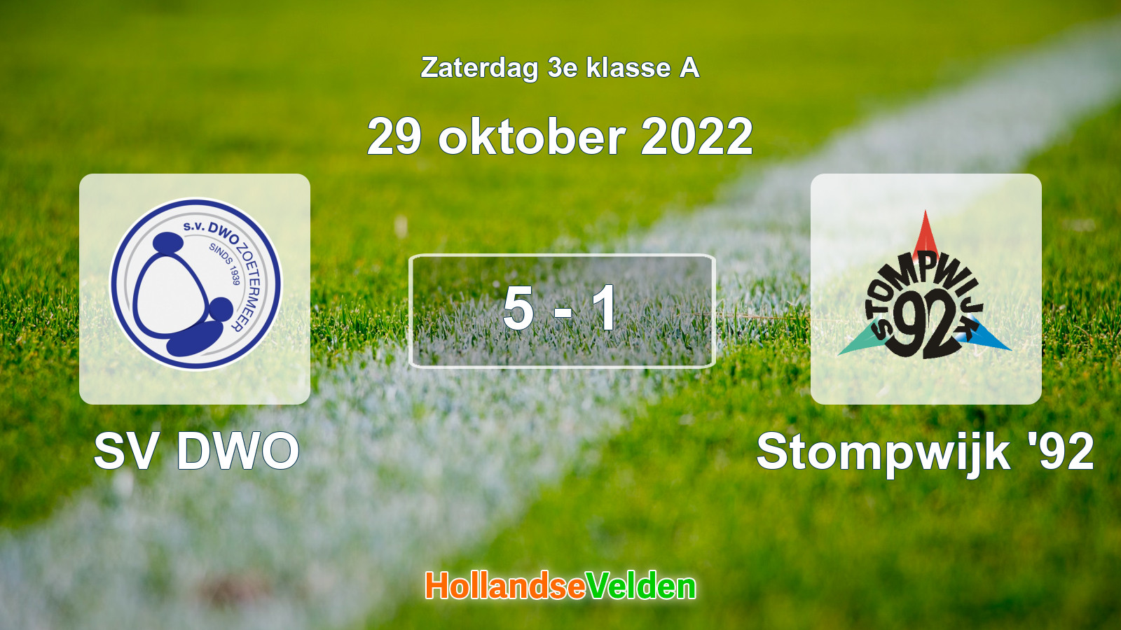Gespeelde wedstrijd: SV DWO - Stompwijk '92 5 - 1 (29 oktober 2022)