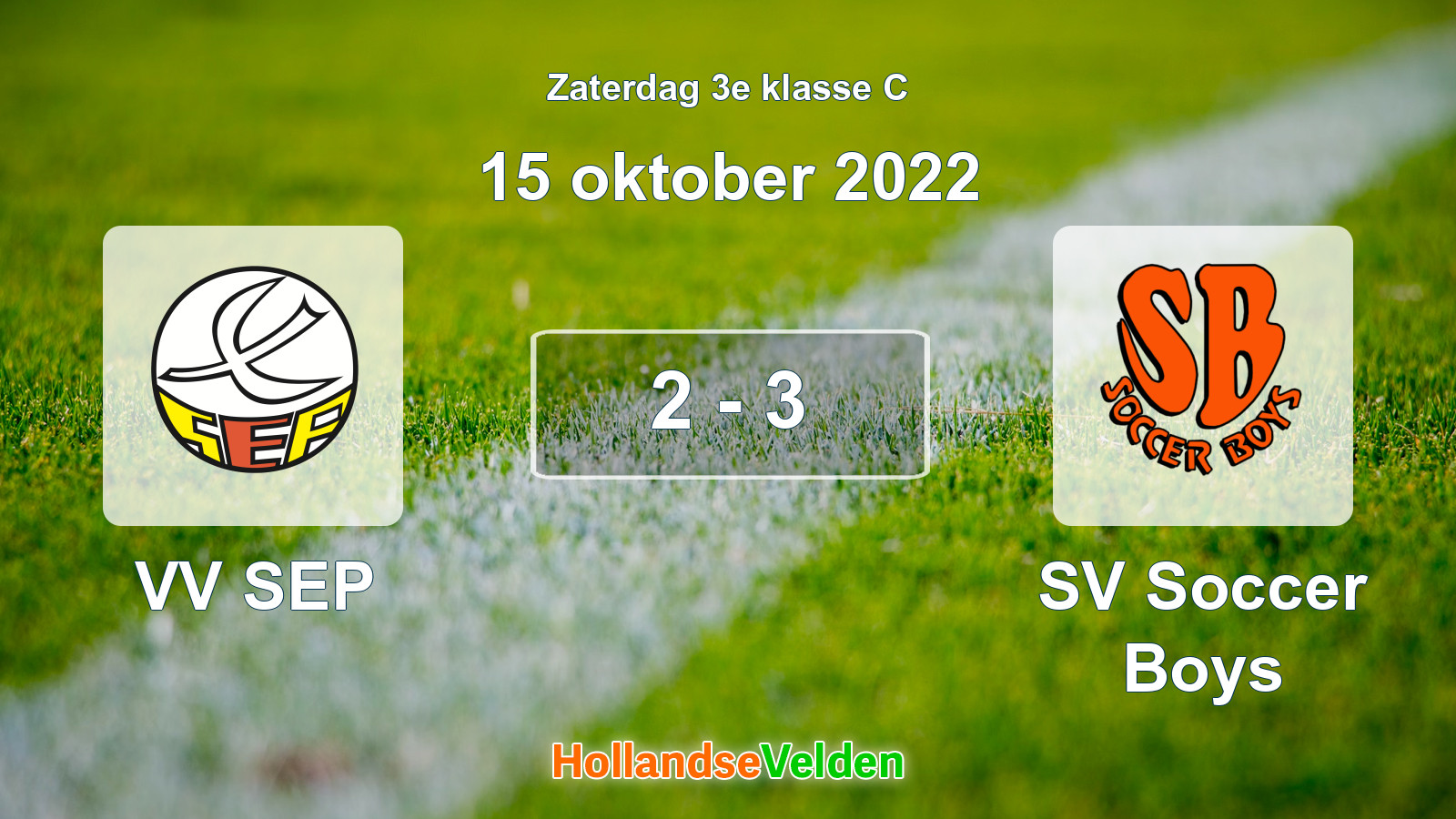 Gespeelde wedstrijd: VV SEP - SV Soccer Boys 2 - 3 (15 oktober 2022)