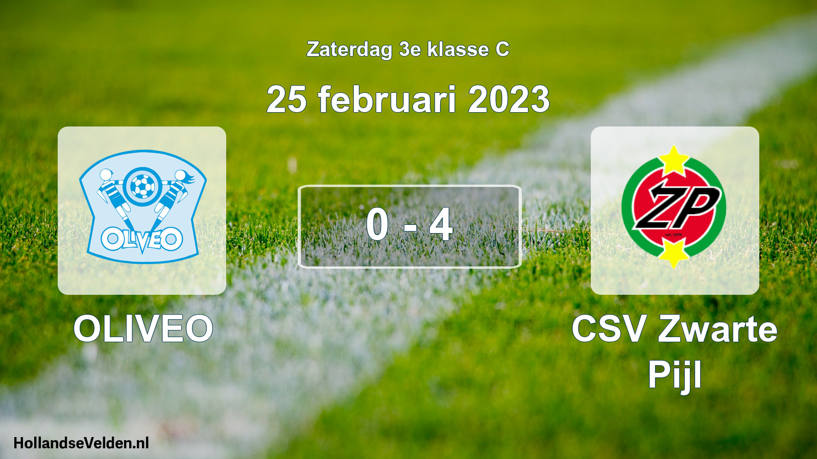 Gespeelde wedstrijd: OLIVEO - CSV Zwarte Pijl 0 - 4 (25 februari 2023)