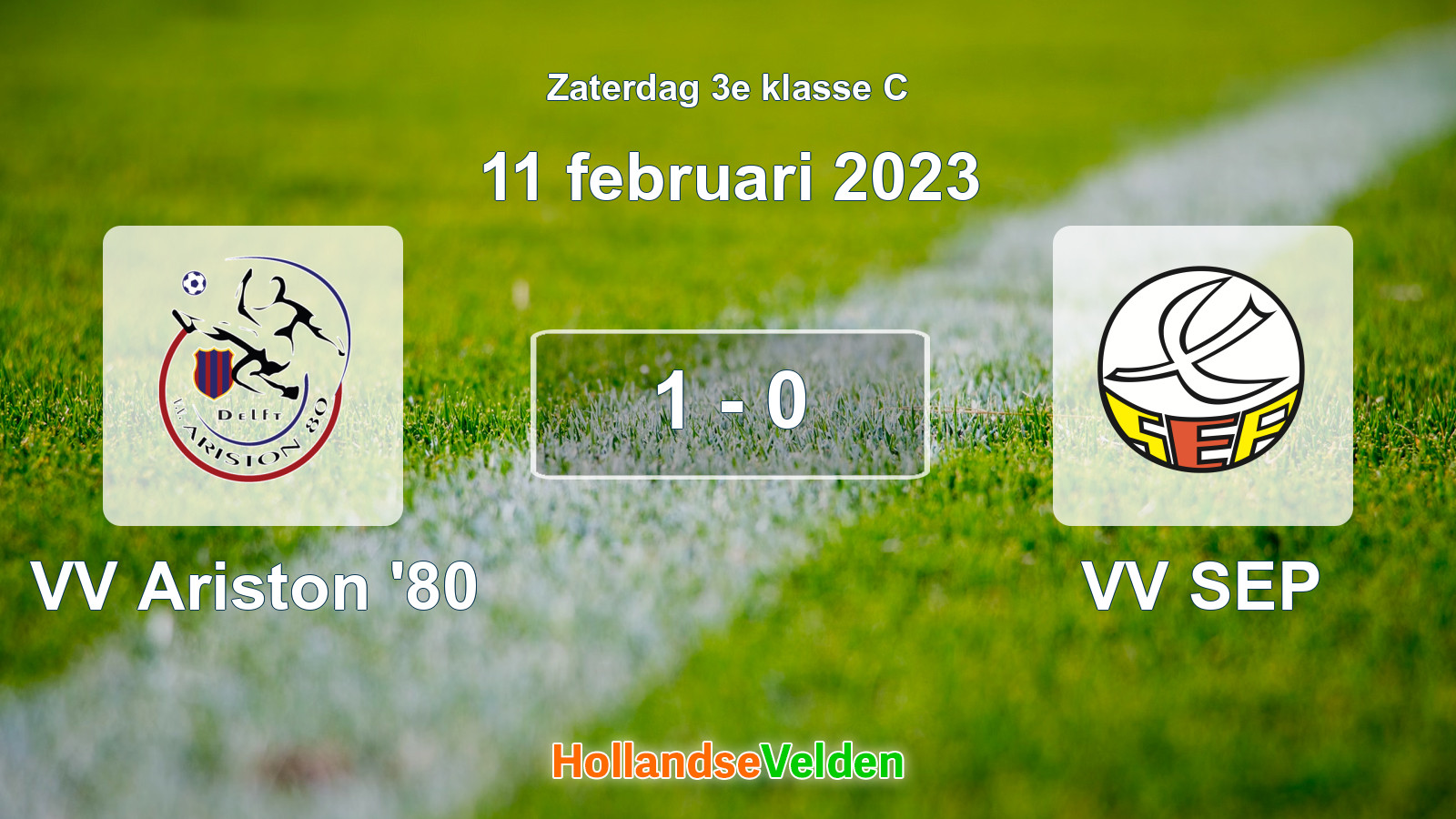 Gespeelde wedstrijd: VV Ariston '80 - VV SEP 1 - 0 (11 februari 2023)
