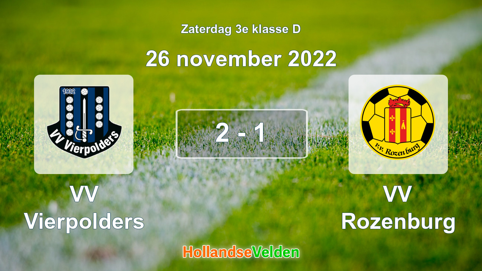 Gespeelde wedstrijd: VV Vierpolders - VV Rozenburg 2 - 1 (26 november 2022)