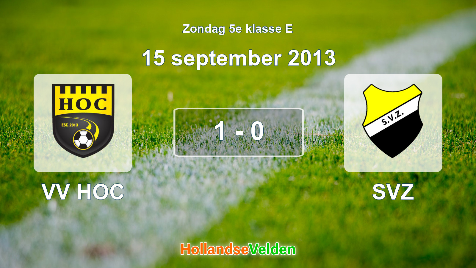 Gespeelde wedstrijd: VV HOC - SVZ 1 - 0 (15 september 2013)