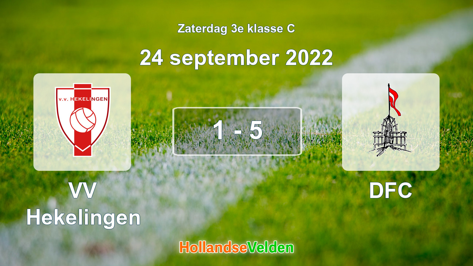 Gespeelde wedstrijd: VV Hekelingen - DFC 1 - 5 (24 september 2022)