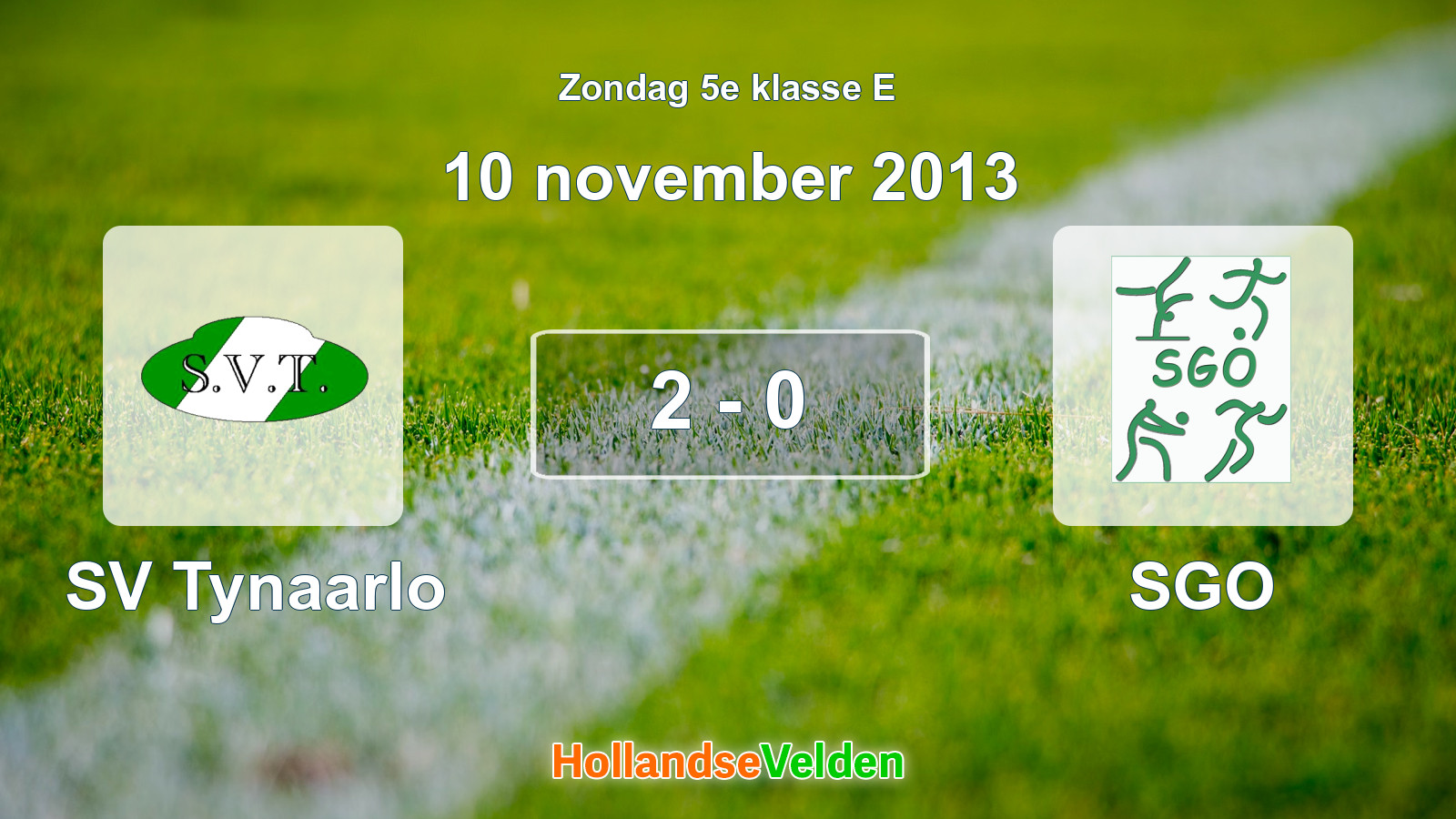 Gespeelde wedstrijd: SV Tynaarlo - SGO 2 - 0 (10 november 2013)