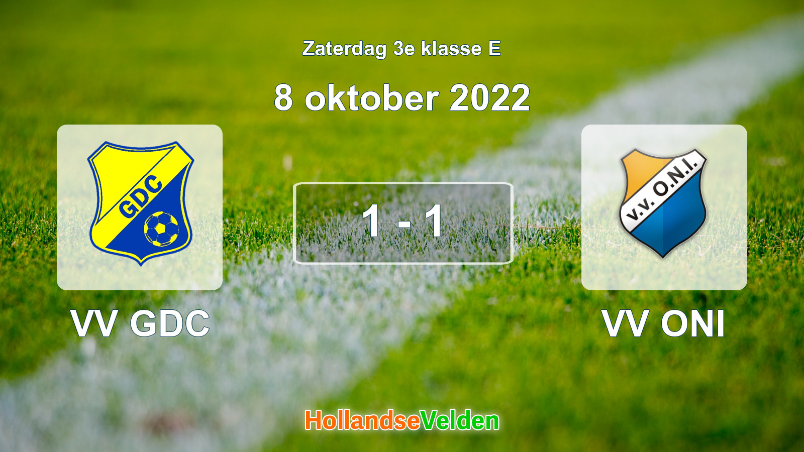 Gespeelde wedstrijd: VV GDC - VV ONI 1 - 1 (8 oktober 2022)