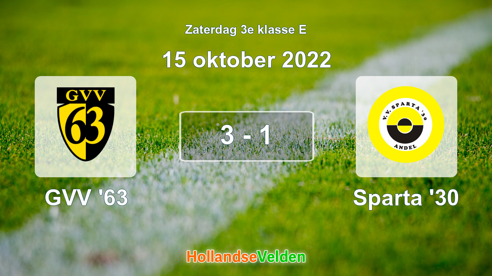 Gespeelde wedstrijd: GVV '63 - Sparta '30 3 - 1 (15 oktober 2022)