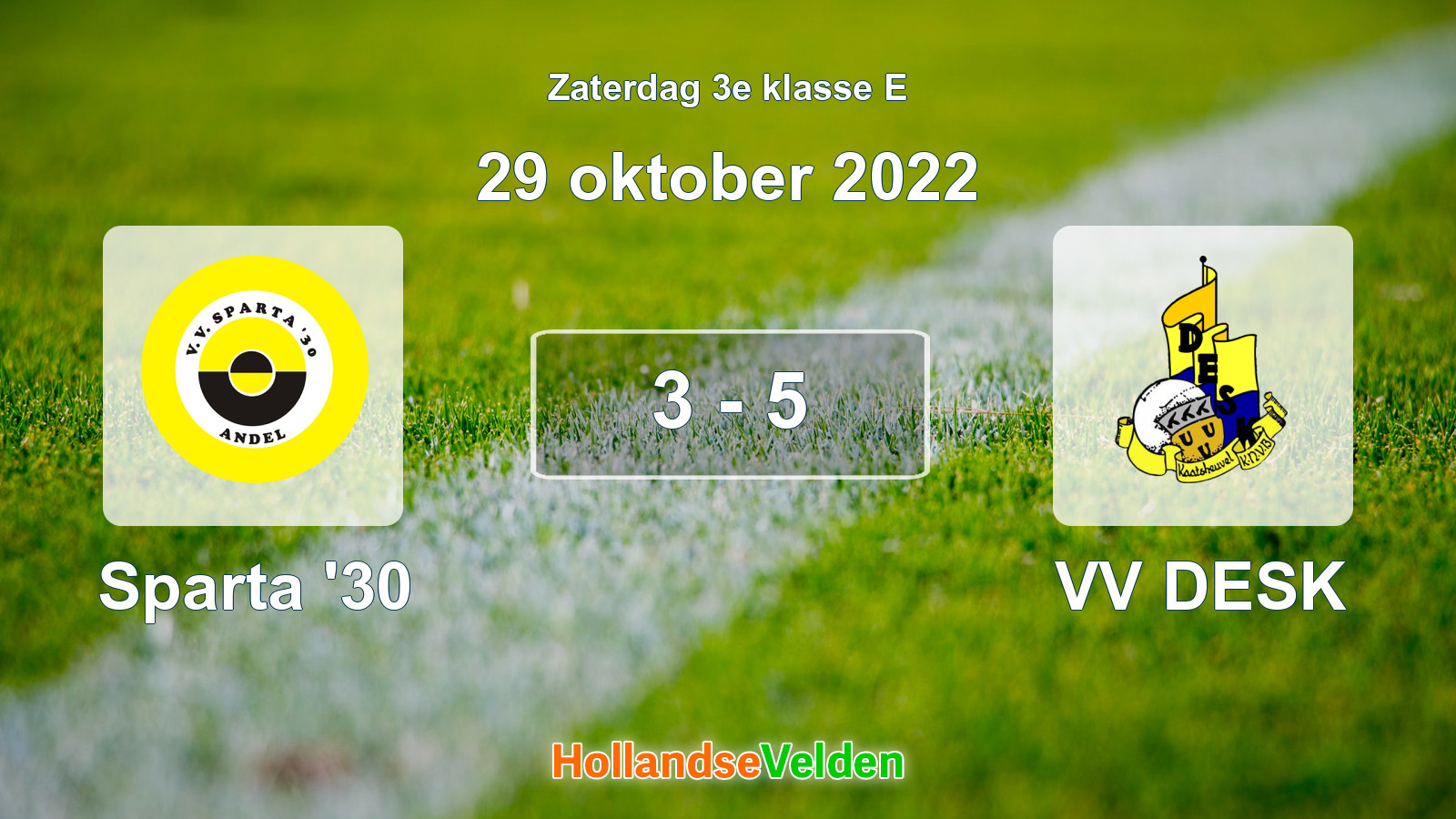 Gespeelde wedstrijd: Sparta '30 - VV DESK 3 - 5 (29 oktober 2022)