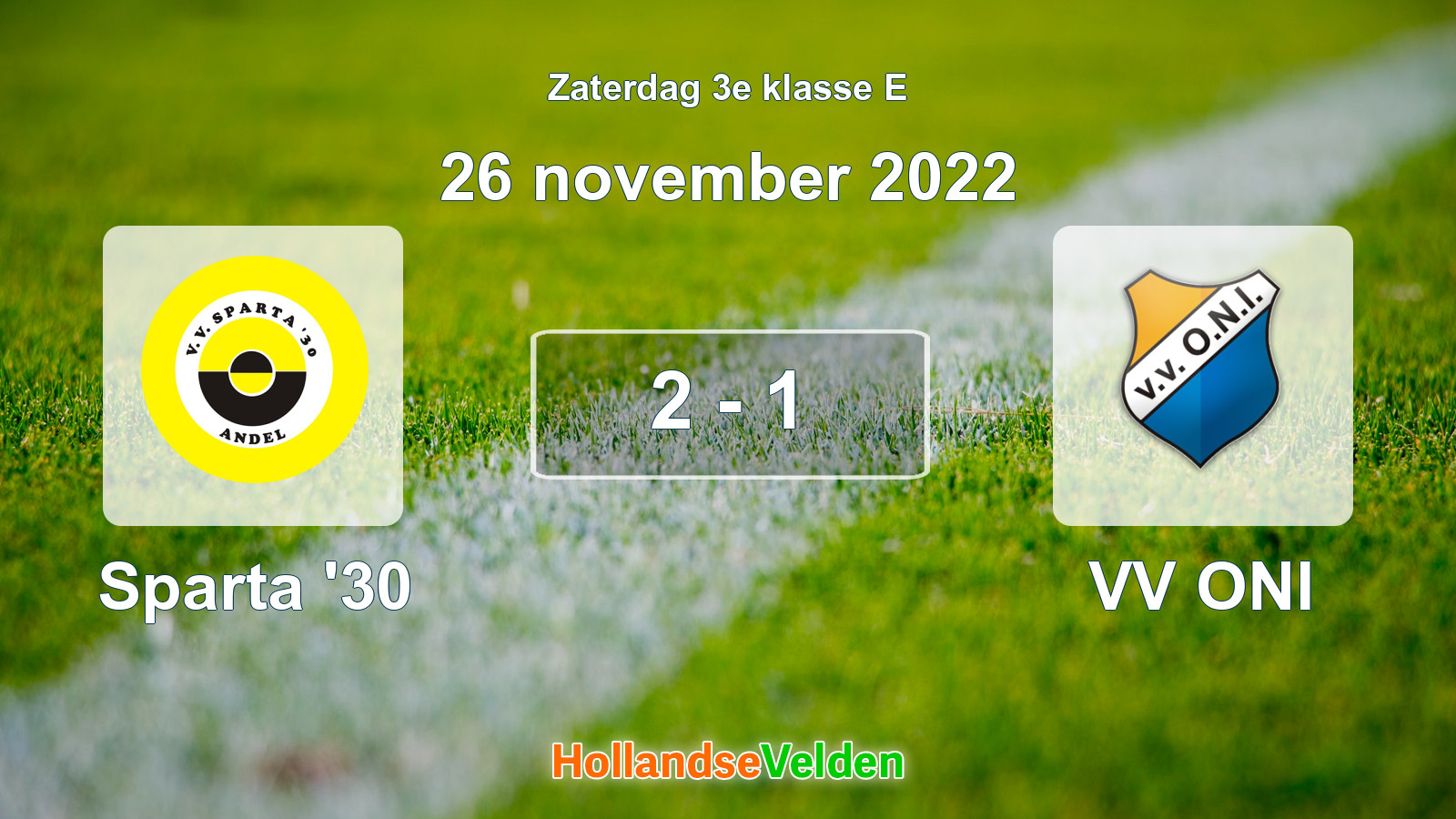 Gespeelde wedstrijd: Sparta '30 - VV ONI 2 - 1 (26 november 2022)
