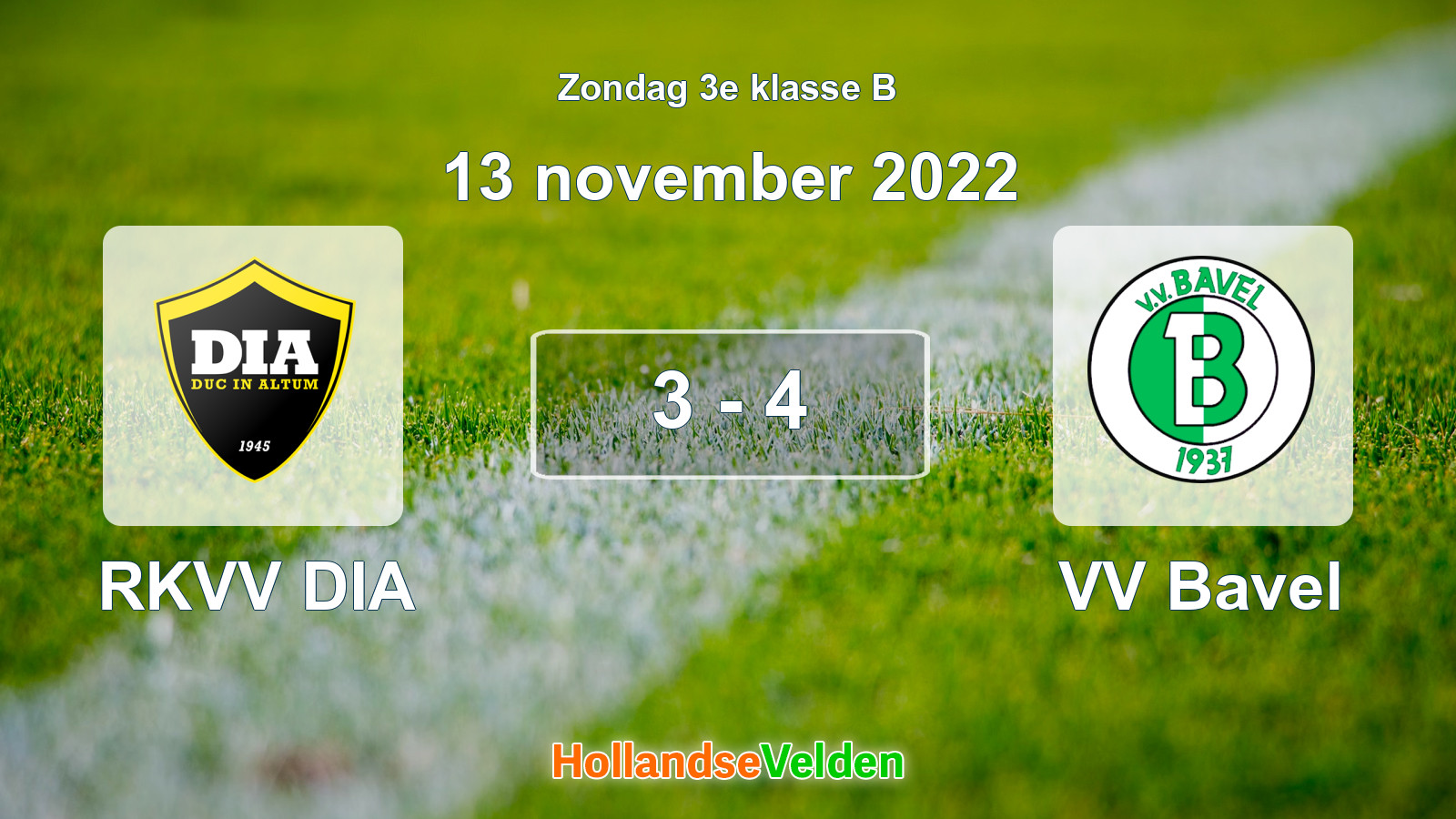 Gespeelde wedstrijd: RKVV DIA - VV Bavel 3 - 4 (13 november 2022)