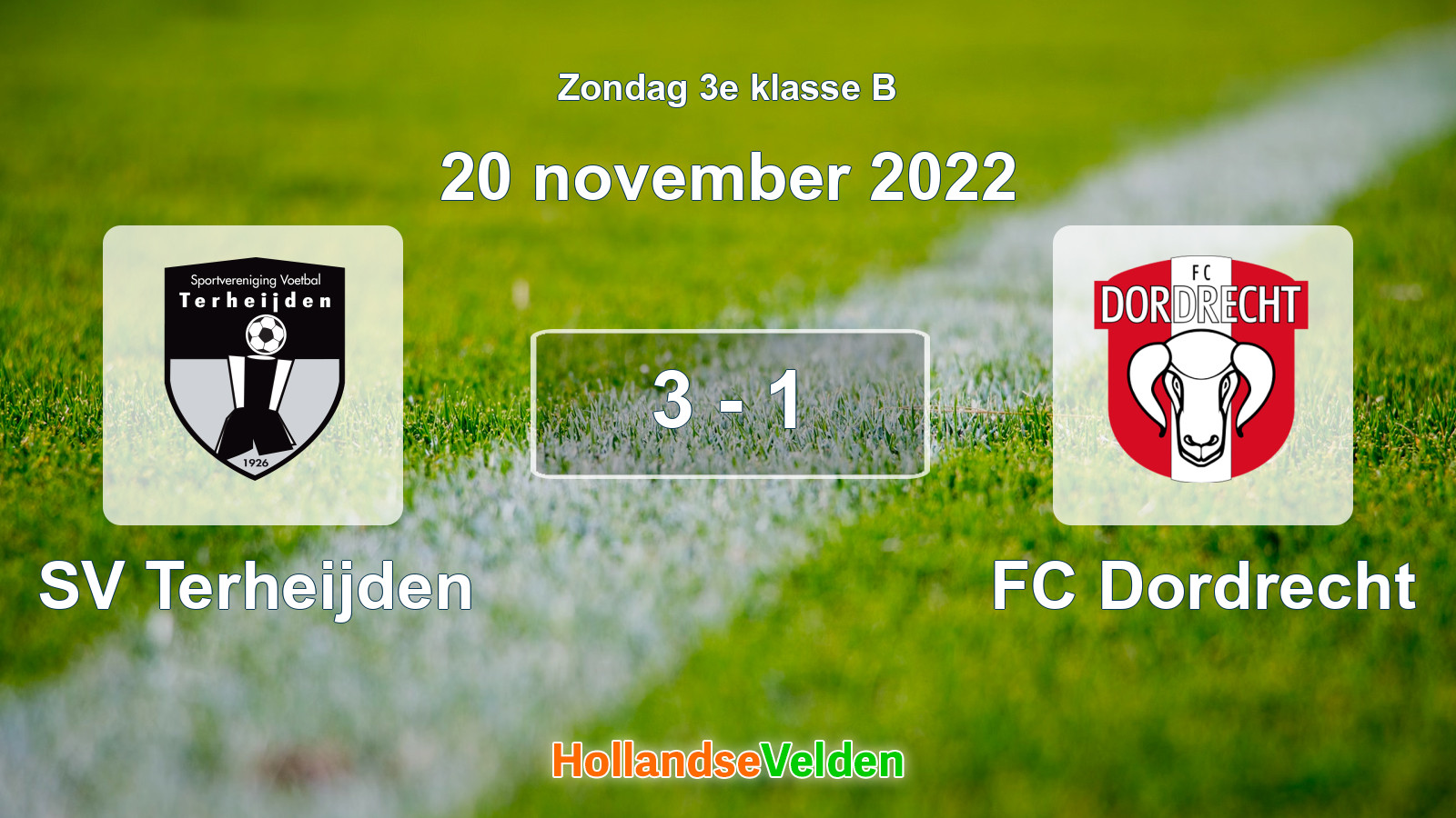 Gespeelde wedstrijd: SV Terheijden - FC Dordrecht 3 - 1 (20 november 2022)
